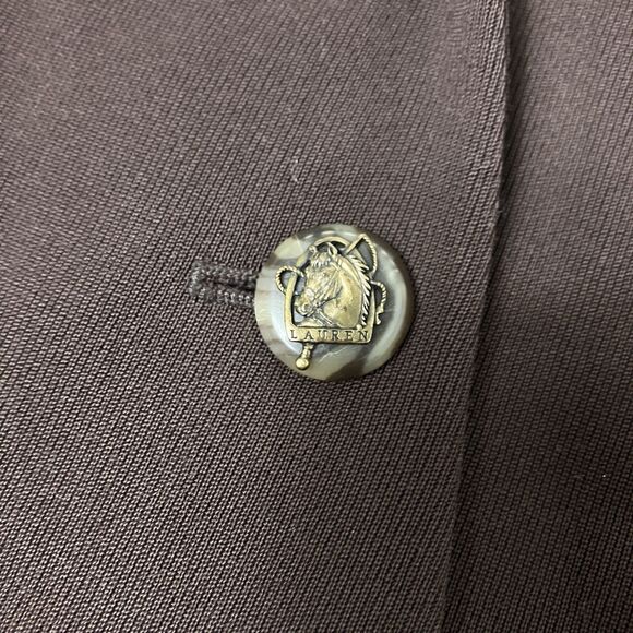 Lauren Ralph Lauren Brown Wool Leather Collar Horse Buttons Equestrian Blazer - Picture 3 of 14